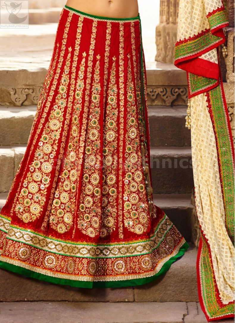 green and maroon combination lehenga